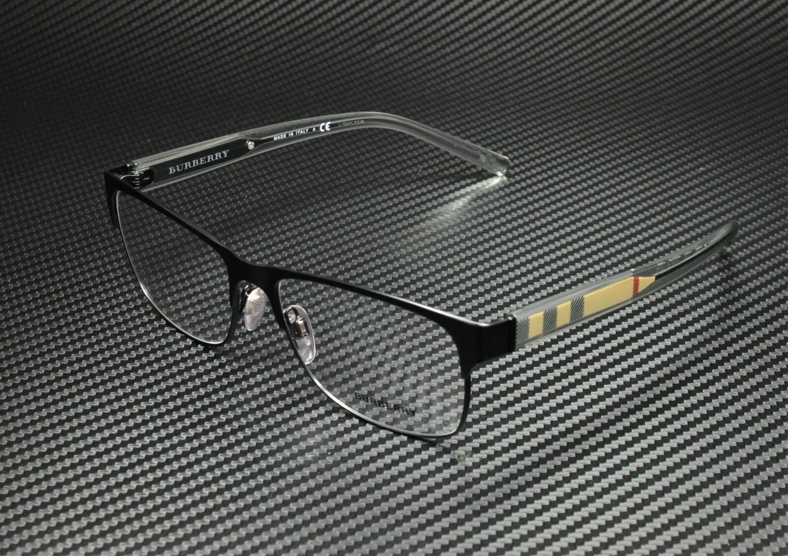 Burberry BE1289 1007 Matte Black Rectangle 55 mm Men