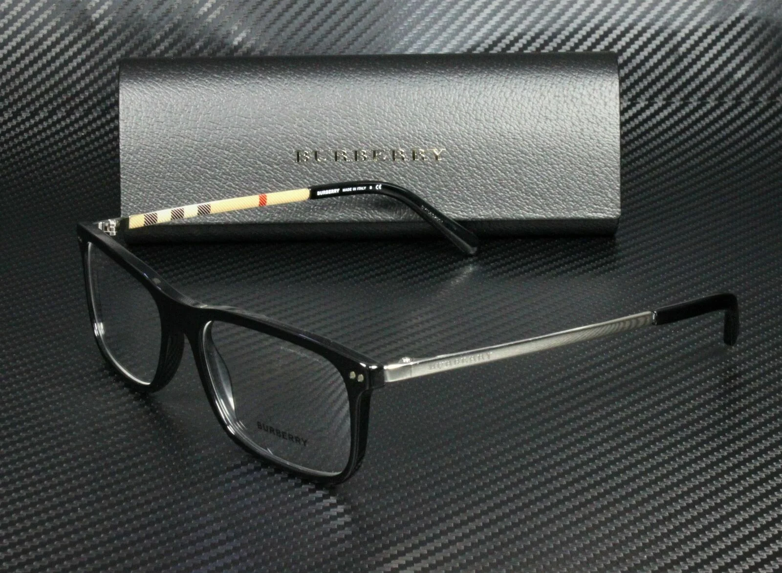 BURBERRY BE2282 3001 Black Rectangle Men