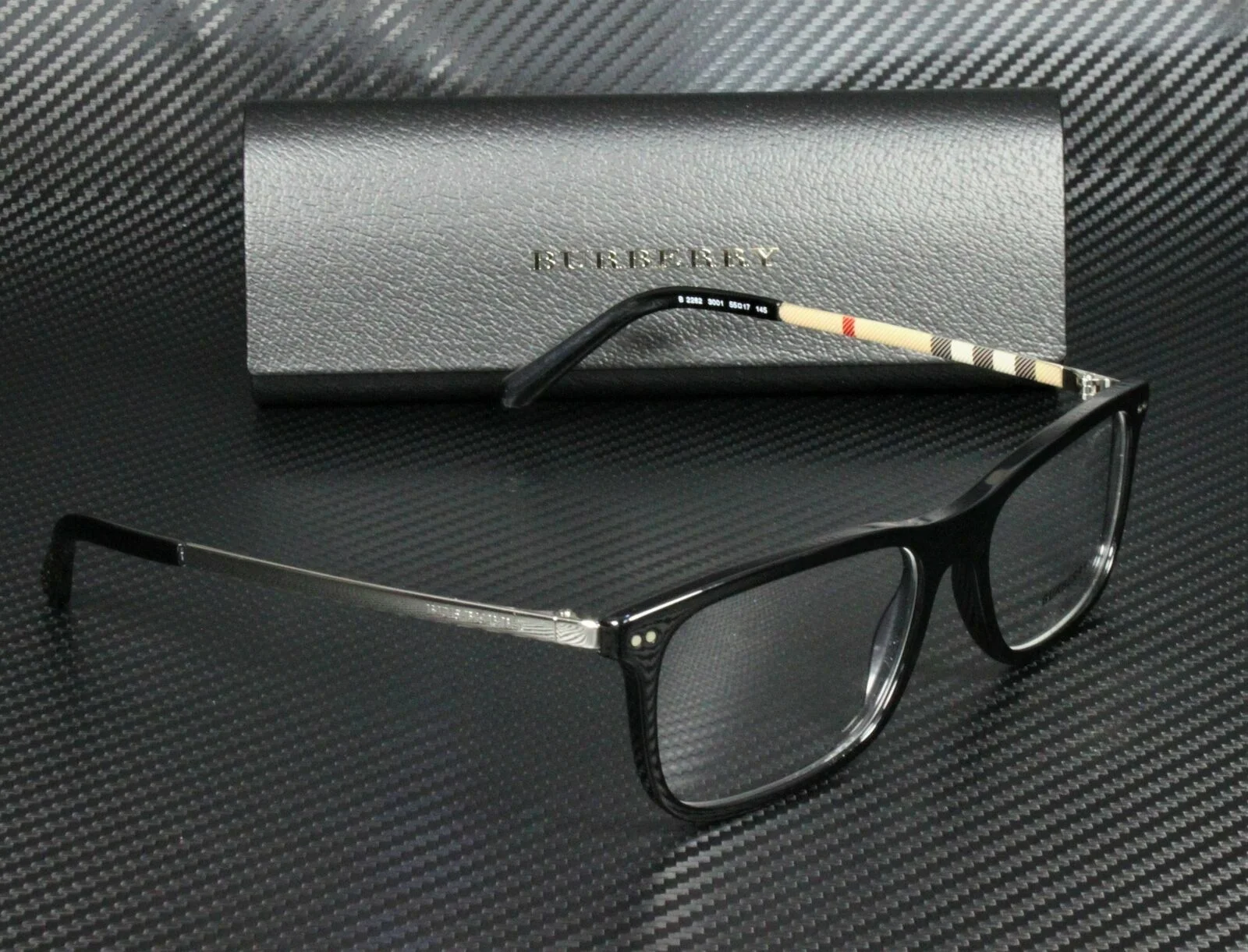 BURBERRY BE2282 3001 Black Rectangle Men 3