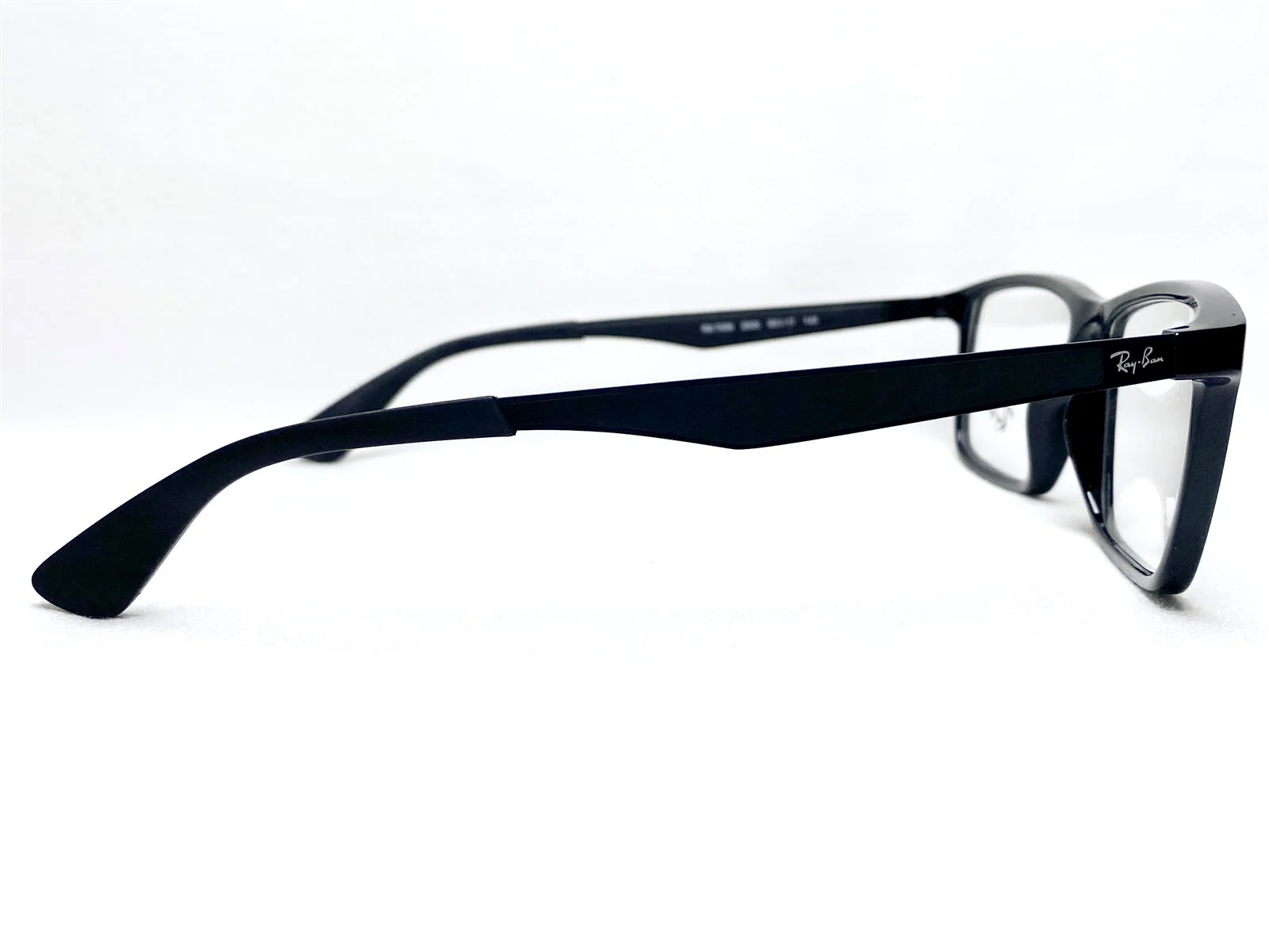 NEW Ray Ban RB7056 2000 Mens Shiny Black Rectangle Eyeglasses Frames 55/17~145 3