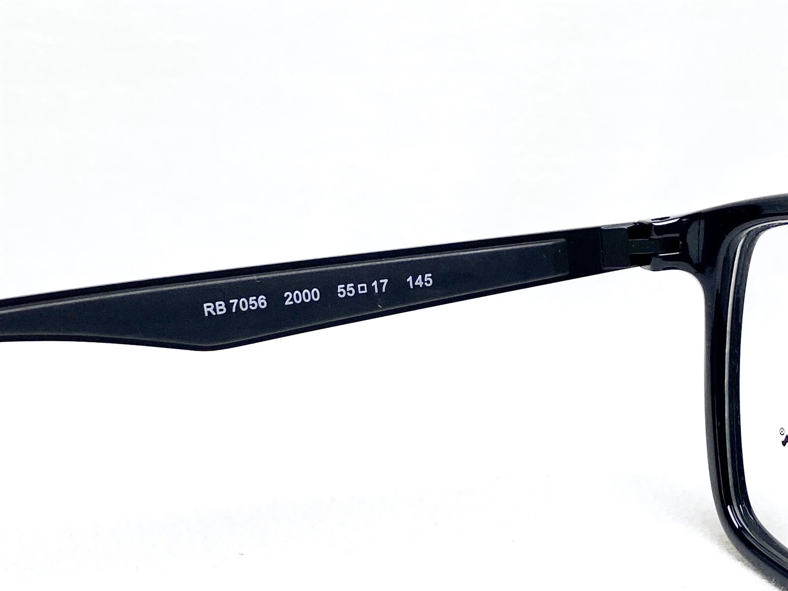 NEW Ray Ban RB7056 2000 Mens Shiny Black Rectangle Eyeglasses Frames 55/17~145 4