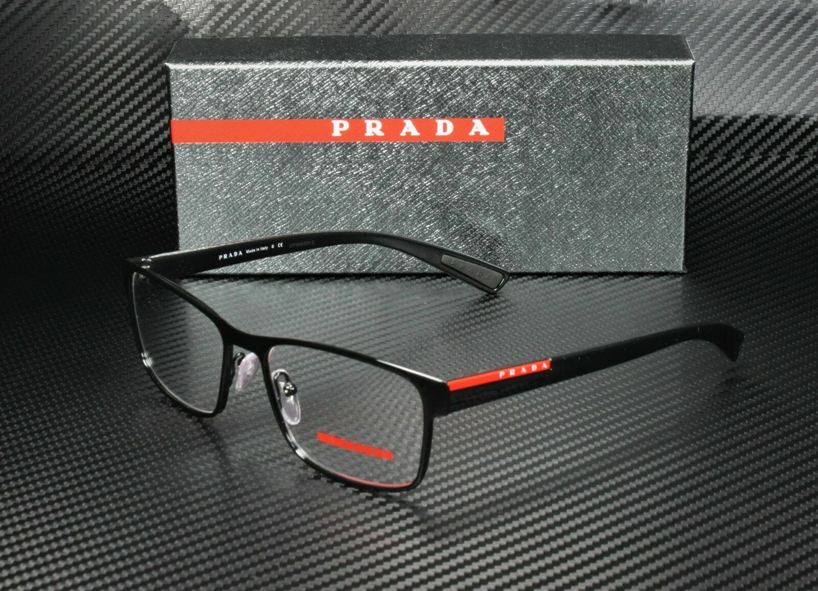 PRADA LINEA ROSSA PS 50GV 1AB1O1 Black Rectangle Men